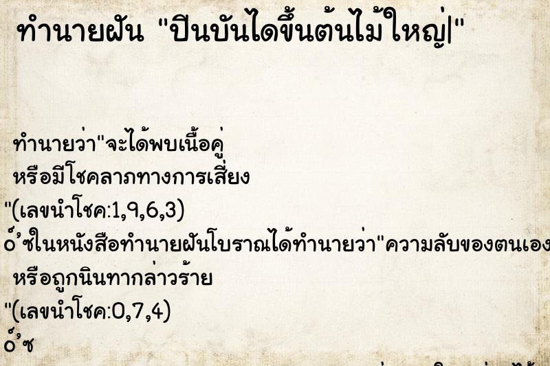 ทำนายฝันทำนายฝันปีนบันไดขึ้นต้นไม้ใหญ่|